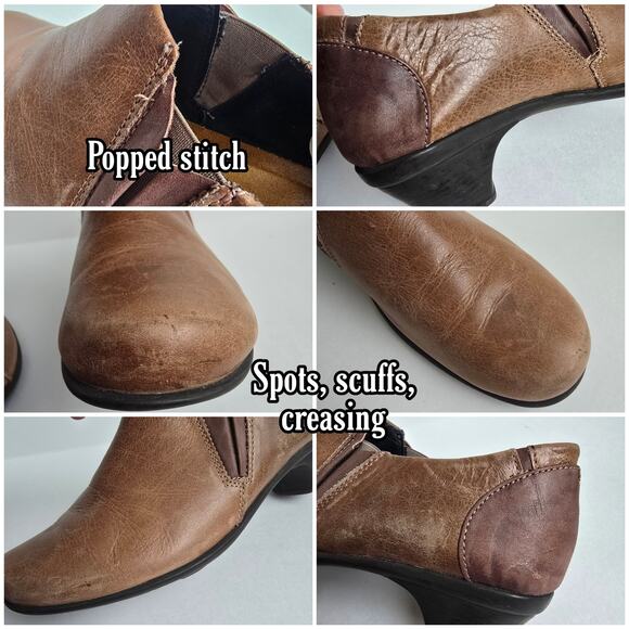 Leather Shootie Naot Brown Oxford Size 10 Heeled Slip On Shoes - Picture 8 of 11